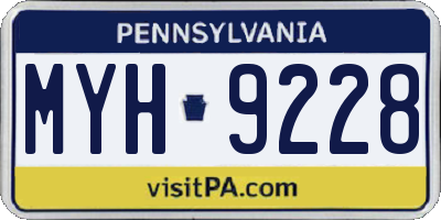 PA license plate MYH9228