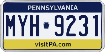 PA license plate MYH9231