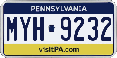 PA license plate MYH9232