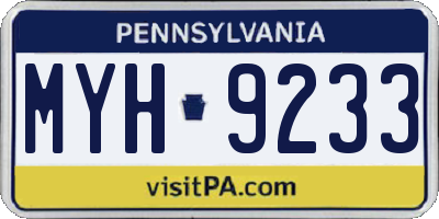 PA license plate MYH9233