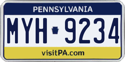 PA license plate MYH9234