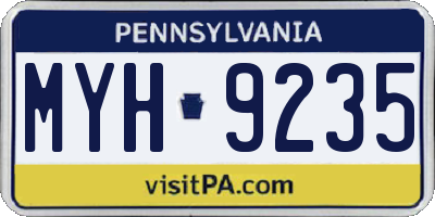 PA license plate MYH9235