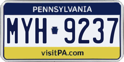 PA license plate MYH9237