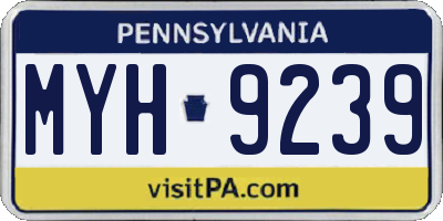 PA license plate MYH9239