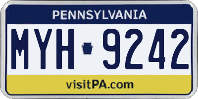 PA license plate MYH9242