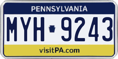 PA license plate MYH9243