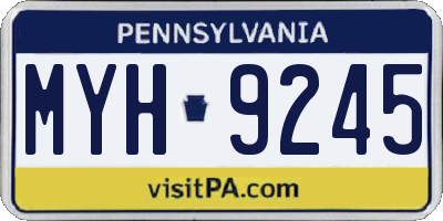 PA license plate MYH9245
