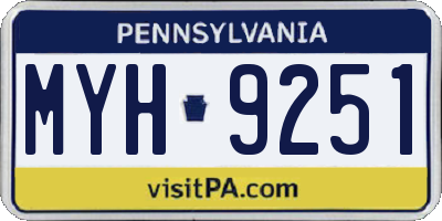 PA license plate MYH9251