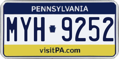 PA license plate MYH9252