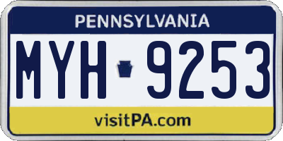 PA license plate MYH9253