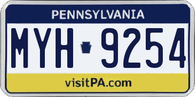 PA license plate MYH9254