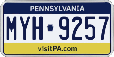 PA license plate MYH9257