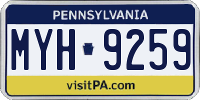 PA license plate MYH9259