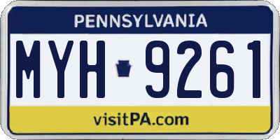 PA license plate MYH9261