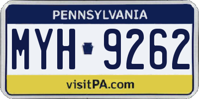 PA license plate MYH9262