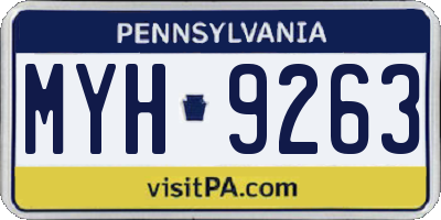 PA license plate MYH9263