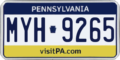 PA license plate MYH9265