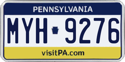 PA license plate MYH9276