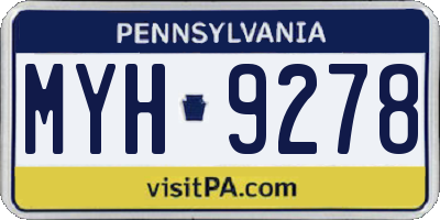 PA license plate MYH9278