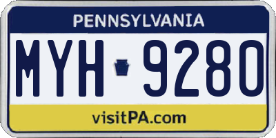 PA license plate MYH9280