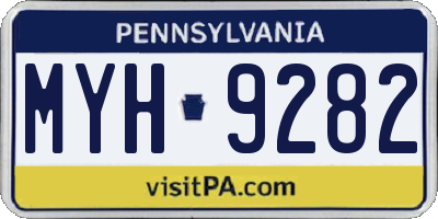 PA license plate MYH9282