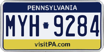 PA license plate MYH9284
