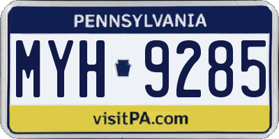 PA license plate MYH9285