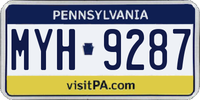PA license plate MYH9287