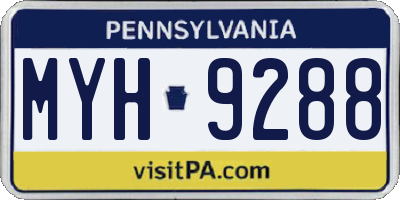 PA license plate MYH9288