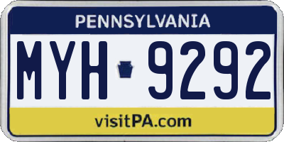 PA license plate MYH9292