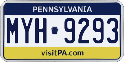 PA license plate MYH9293