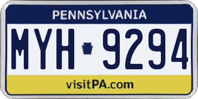 PA license plate MYH9294