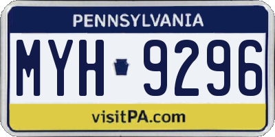 PA license plate MYH9296