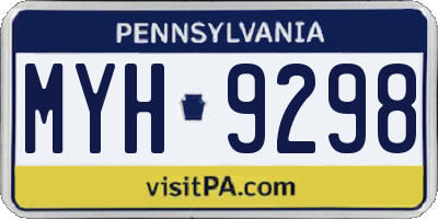 PA license plate MYH9298