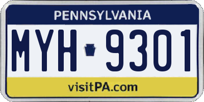 PA license plate MYH9301