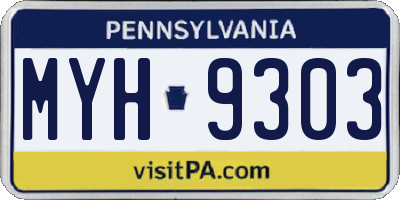 PA license plate MYH9303