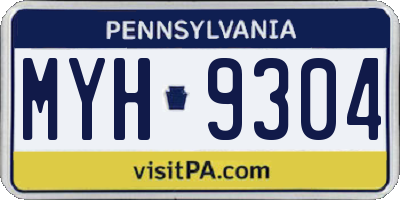 PA license plate MYH9304