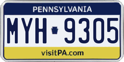 PA license plate MYH9305