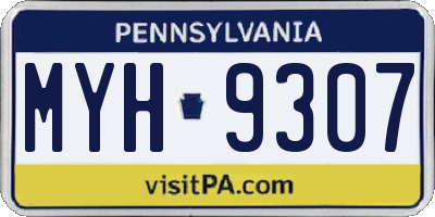 PA license plate MYH9307