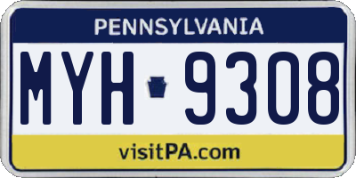 PA license plate MYH9308