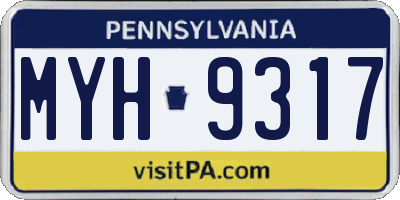 PA license plate MYH9317