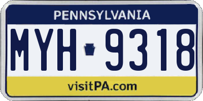 PA license plate MYH9318