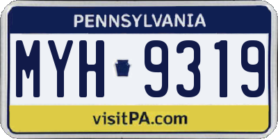 PA license plate MYH9319