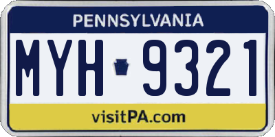 PA license plate MYH9321