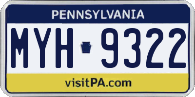 PA license plate MYH9322