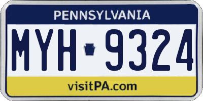 PA license plate MYH9324