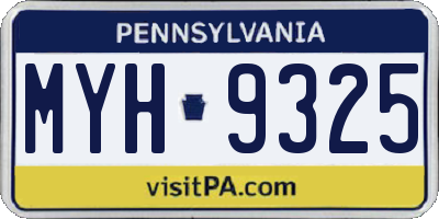 PA license plate MYH9325