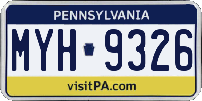 PA license plate MYH9326