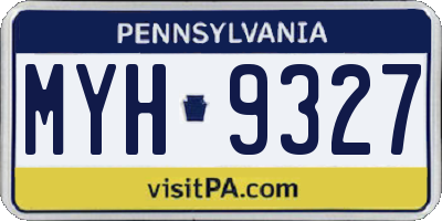 PA license plate MYH9327