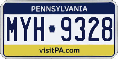 PA license plate MYH9328